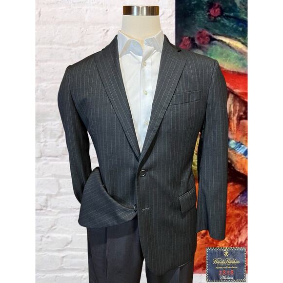 Brooks Brothers 1818 Madison 44R Dark Gray Pinstripe Blazer Sport Suit Jacket - Picture 1 of 16